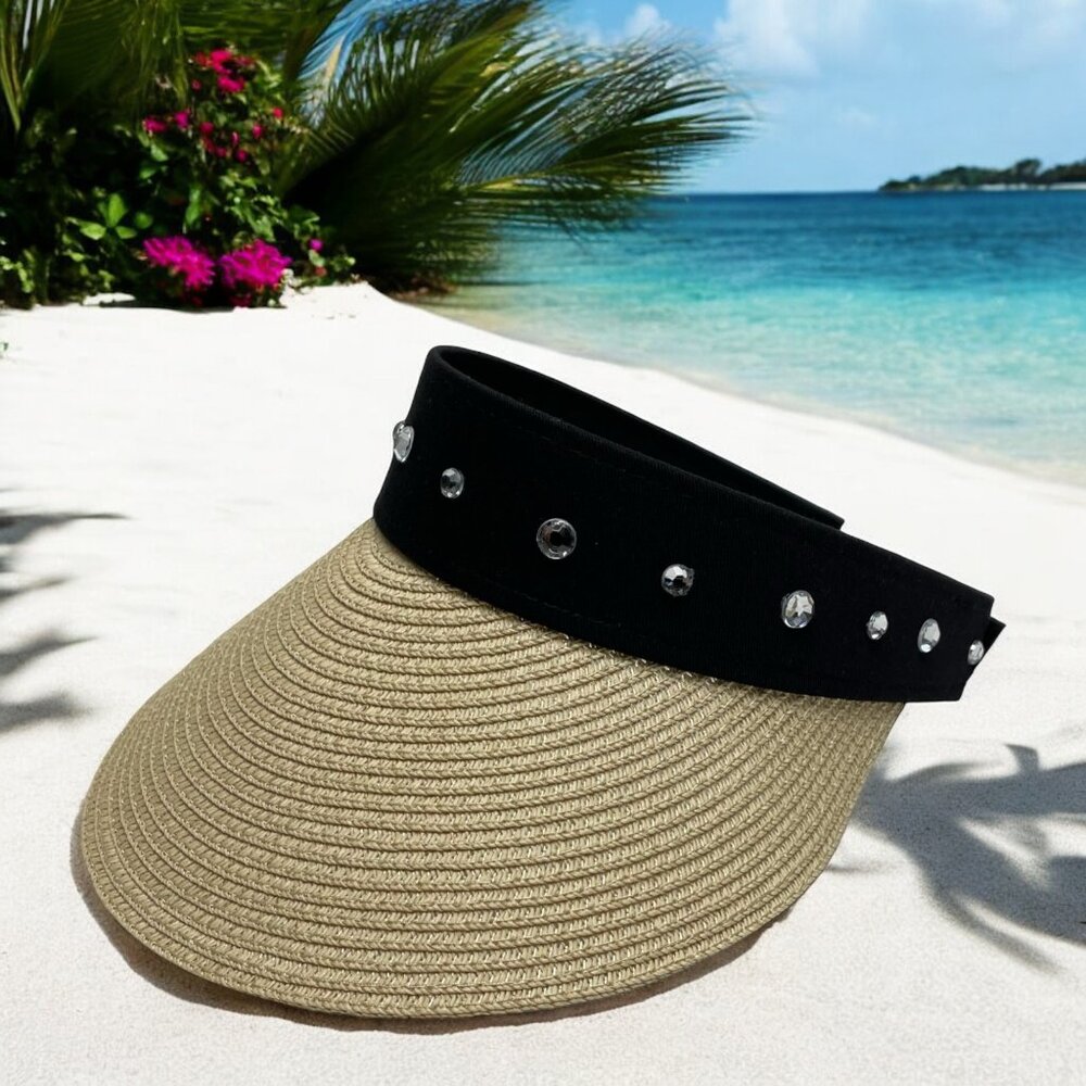Women’s Adjustable Wide Brim Sun Hat, UV Protection, Beach Visor, Summer, Beige